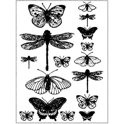 Tampon transparent en silicone rouge Libellule pour papillon, idéal pour le scrapbooking et la décoration d'albums. (1/5)