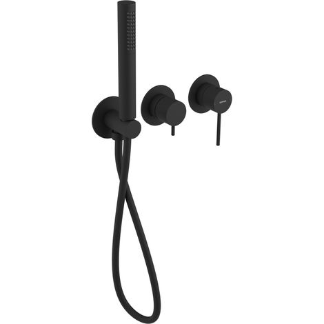 Sapho Ultramix - Mitigeur encastré, installation 3 trous, avec corps d'encastrement, avec accessoires, noir mat UT045B (1/2)