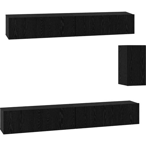 Mobile TV moderno da parete 100 x 30 x 30 cm contenitore elegante e funzionale in legno ingegnerizzato rovere nero 020056029
