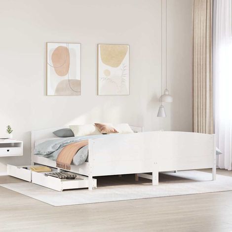 vidaXL Giroletto senza Materasso Bianco 200x200 cm Legno Massello Pino (1/5)