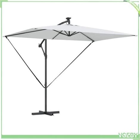 Parasol déporté - FAFEICY - 42003391 - Sable - 294x200x270 cm - Bandes LED solaires (1/5)