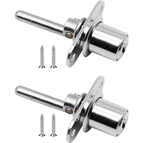 Sollbry 2 Pièces Serrure à Tiroir avec Clé pour Meubles Serrure à Piston pour Classeurs Armoire Vitrine, Diamètre 16 mm, Longueur 61 mm (Argent) (1/4)
