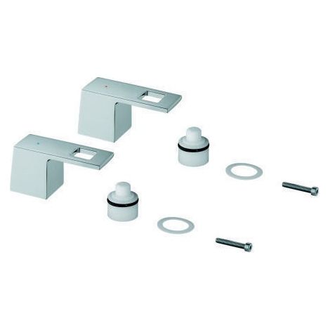 Par de mangos GROHE 48321 para Eurocube 3-L-WT-Battery Mark. cromo azul / rojo