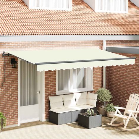Toldo Retráctil Crema 350 x 200 cm Poliéster y Aluminio