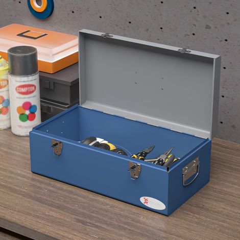 Caisse Boite à Outils en Métal Transportable avec 3 Poignées, 2 Loquets, Dim. 50L X 26l X 18,5H (1/5)
