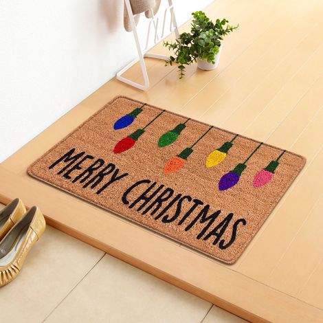 Tapis De Sol - Tapis D'Entrée Antidérapant En Polyester - Pour Hall, Cuisine, Extérieur - 40 X 60 Cm - Rouge Vert Blanc (1/5)