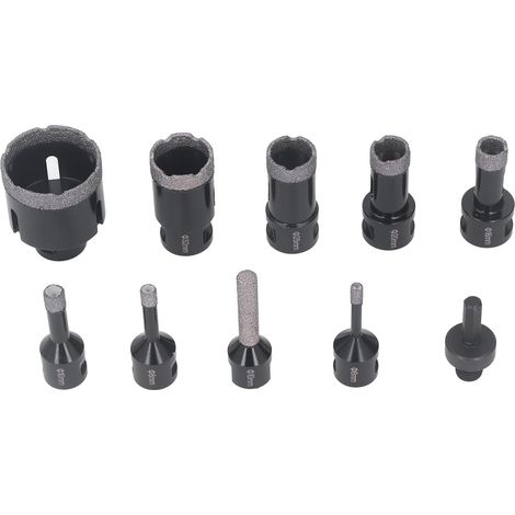 Kit de scies cloches diamantées, forets à carottage brasés sous vide M14 6-50 mm pour carrelage en porcelaine, céramique, marbre et brique (1/5)