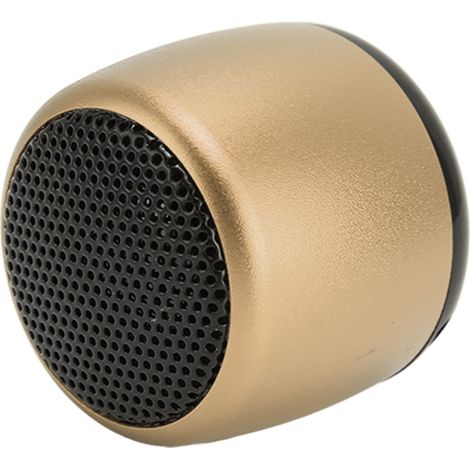 Mini enceinte Bluetooth avec caisson de basses puissant, rechargeable par USB, en métal, portable et sans fil, pour téléphone, tablette et PC (dorée). (1/4)