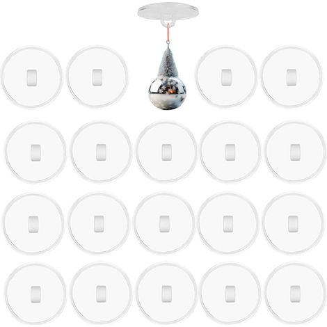 Lot de 20 crochets de plafond sans perçage Boutons adhésifs avec œillet Crochets adhésifs solides autocollants transparents crochets muraux pour cuisine, salle de bain À suspendre décoratif (1/5)