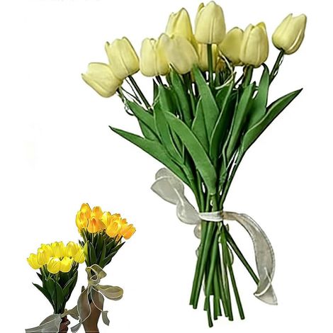 Guirlande lumineuse LED tulipes 15 tulipes artificielles décoration intérieure centre de table blanc crème (1/5)