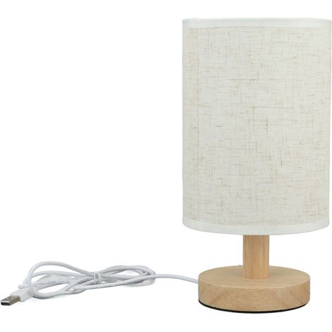 Ortviai Lampe de table USB LED avec abat-jour en lin gris, variation continue de luminosité, design scandinave minimaliste (1/5)