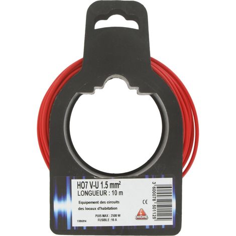 Cable eléctrico H07 V-U 1,5 mm² 10 Rojo