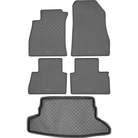 Ensemble de tapis de sol en caoutchouc + tapis de coffre pour Nissan Juke I Crossover (2010-2014). (1/5)