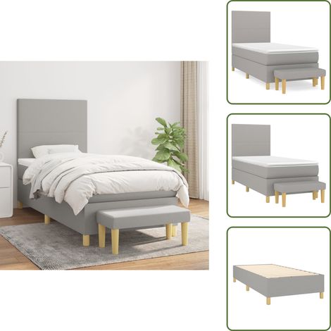 Boxspringbett mit Matratze Hellgrau 90x200 cm Stoff - Boxspringbett - Doppelbett - Bett Mit Lattenrost - Bettsofa - Schlafsystem (1/5)