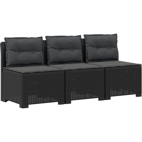 Maison Exclusive - 3-Sitzer Garten Sofa mit Kissen Rattan-Look PP (1/5)