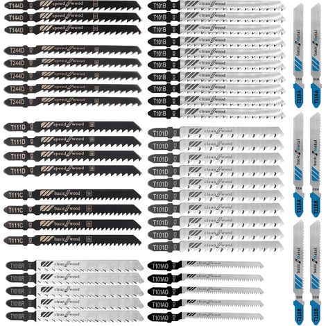 Professionelles 52-teiliges Stichsägeblatt-Set, 10 T-Schaft-Profile, hochwertiges Stichsägeblatt-Set aus HCS, zum Schneiden von Holz, Kunststoff und dünnem Metall (1/5)