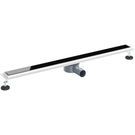 Desagüe de ducha con tapa de vidrio y sifón 360° Negro 100 cm vidaXL