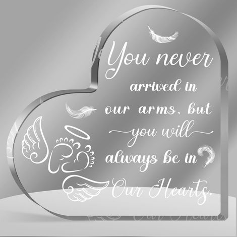 Plaque cœur presse-papiers en acrylique – Souvenir tendre pour maman endeuillée, hommage mémoire pour bébé disparu, cadeau de réconfort après perte prénatale - 10x10x1cm (1/5)