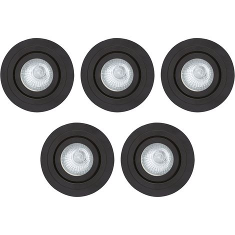 Litecraft Recessed Downlights Tiltable Circular Spotlights in Matte Black - 5 Pack