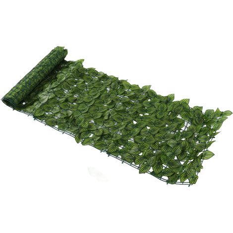 Haie artificielle de feuilles artificielles empêchant la chute des feuilles, brise-vue décoratif pour balcon ou cour, motif feuille de pastèque imprimée en couleur, 0,5 x 3 mètres (1/5)