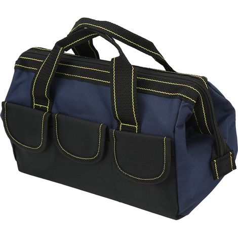 Sacoche porte-outils 41 cm ouverture large robuste imperméable portable à main noir bleu (1/5)