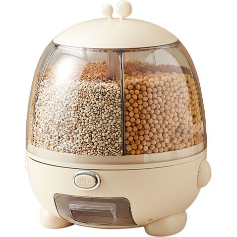 Distributeur de Riz 5 Cases Rotatif 360° Grande Capacité Rangement Grains (1/5)