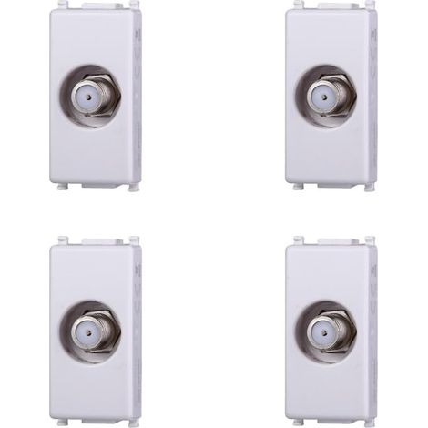 Elektronova Prise TV satellite type F Blanc compatible Vimar Plana Kit 4 pièces 2252 (1/5)