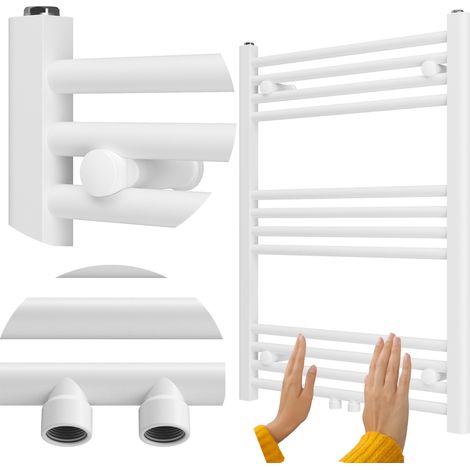 Radiateur Sèche-Serviettes Salle de Bain Granitan Raven 80x60cm Blanc 370W (1/5)