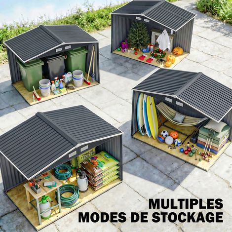 Coffre métallique gris anthracite avec socle, 277x195x192 cm, 4 aérations et 2 portes coulissantes (1/5)