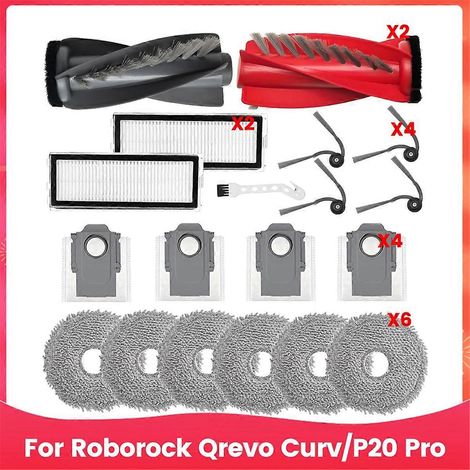 Accessoires pour aspirateur robot Qrevo Curv, P20 Pro : pièce de rechange pour brosse latérale principale, filtre HEPA et sacs de nettoyage. (1/5)