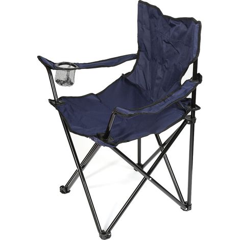 Siège Pliable Portable,Chaise Camping avec Porte-gobelet,®,Avec dossier et accoudoirs,Adaptée au Camping, à la Plage, au Barbecue,bleu marine (1/5)