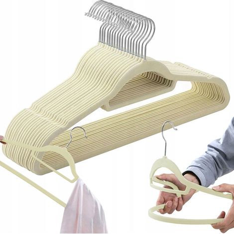 Maxi-Kleiderbügel aus Samt, 20er-Set – beige