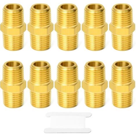 Pair 10pièces Raccord de tuyau en laiton, mamelon hexagonal réducteur, 1/8 pouce mâle BSP x 1/8 pouce mâle BSP (1/5)