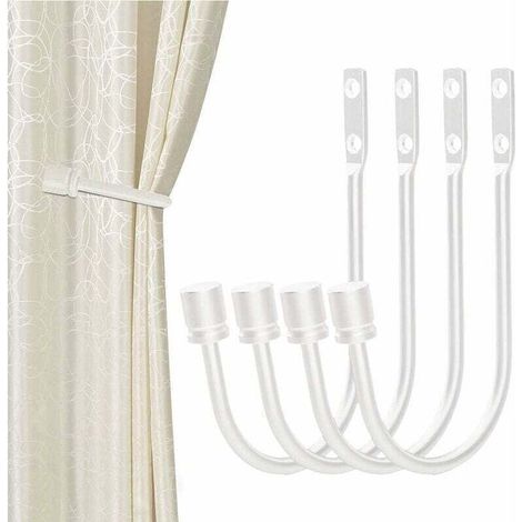 Curtain tiebacks, 4 pieces U-shaped hook wall-mounted curtain tassel tiebacks drapery hooks curtain accessories (blank) (1/4)