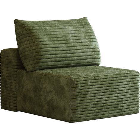 Fauteuil 1 place vert en velours côtelé, canapé modulaire sans montage, 70x95x83 cm (1/5)