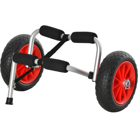 Chariot de transport pliable pour kayak, canoë ou embarcation, charge maximale 70 kg, en aluminium avec mousse antidérapante.