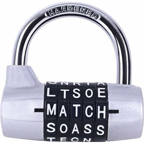Serrure de casier de salle de sport, serrure à 5 lettres, serrure à combinaison à 5 chiffres, cadenas de sécurité pour casier de salle de sport, casier de sport, clôture, étui, rangement à loquet (arg (1/5)