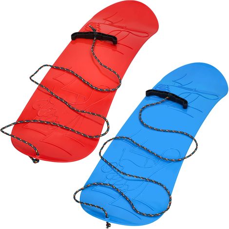KOTARBAU® 2 pièces Snowboard Enfant - PVC - 68x20 cm - Bleu - avec Corde - Luge à Neige - Traineau a Neige - Luge Enfant - Résistant Léger - Snowboard Sans Fixation (1/4)