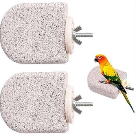 Perchoirs En Pierre Naturelle Pour Oiseaux Jouet À Ronger Et Lime À Griffes Pour Perruches Calopsittes Conures Petites Cages (1/5)