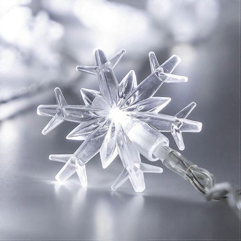 Guirlande lumineuse féérique d'intérieur à piles, motif flocons de neige, 40 LED blanches, pour décoration de Noël (arbre de Noël) (1/5)