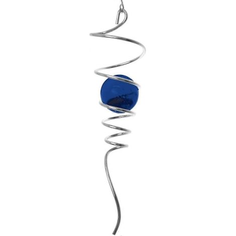 - Spirale Queue Bleue - Dimensions : 7,5 x 28 cm, Boule : 5 cm - avec suspension et boule en verre bleu