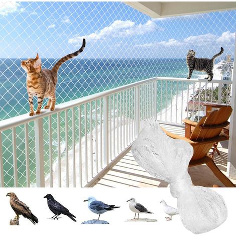 Filet Chat Balcon,Filet Protection pour Chat 5 x 10m,Filet Chat Balcon sans Percer,Filet Anti Oiseaux,Filet Chats Balcons Transparentes,Filets pour Jardin,Découpable Filet Protection Chat Balcons (1/5)