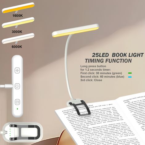 Clip-Leselampe für Tisch oder Piano – Cremefarbene LED-Cliplampe, ideal als Nachtlampe oder Zusatzbeleuchtung, 25 LEDs, kabellos und einfach zu installieren