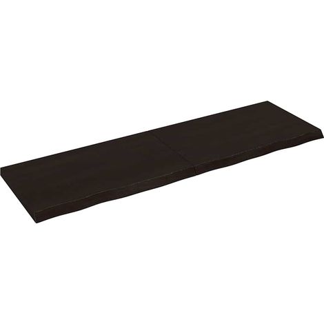 Wandregal Dunkelbraun 200x60x(2-6)cm Massivholz Eiche Behandelt