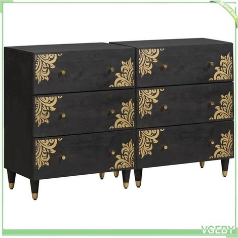 Buffet - 3310157 - Noir - Bois de manguier massif - Avec tiroir et étagère (1/5)