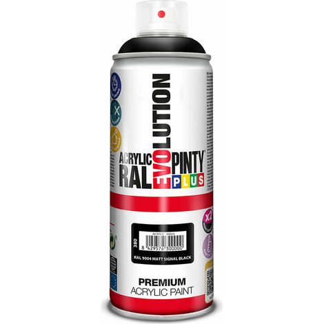 Vernice spray premium PintyPlus Evolution RAL 9004 Nero opaco intenso segnale 520cc