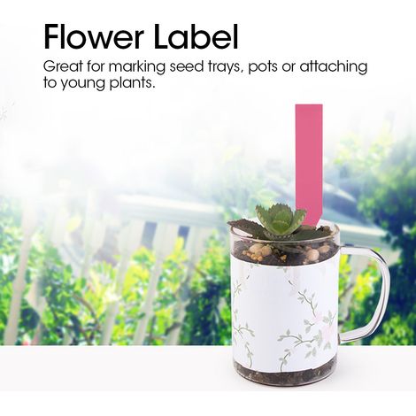 100 étiquettes roses en plastique pour semis de plantes, à fixer sur les pots et tuteurs. (1/5)