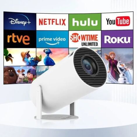 Mini Projecteur Portable Bluetooth Auto, 12000L Vidéoprojecteur Intelligent 4K Full Hd Supportée, Avec Wifi 6, Bt 5.0, Retour (1/4)