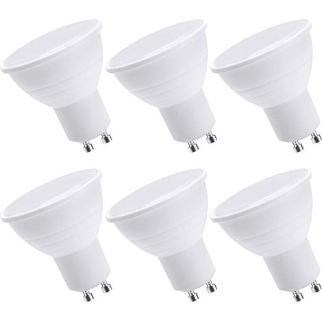 Lot de 6 ampoules LED GU10, ampoules LED GU10, 7 W blanc chaud (équivalent halogène 50 W), ampoule à économie d'énergie, faisceau 600 lm 120° non dimmable.