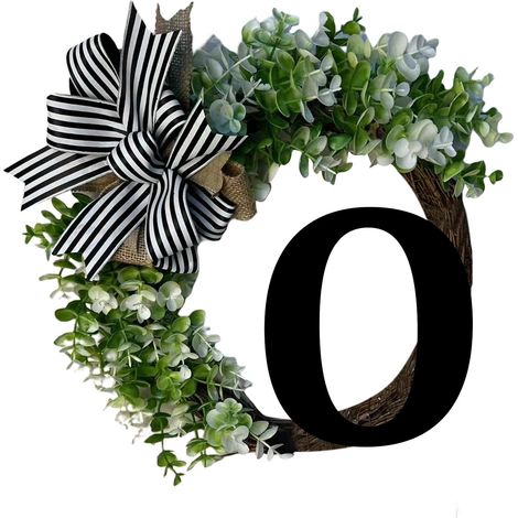 Wreath - Welcome Sign - Bois - 36 cm - Fausse Verdure - Ruban En Jute - Pour Porte D'Entrée Extérieure - 1 Pièce (1/3)